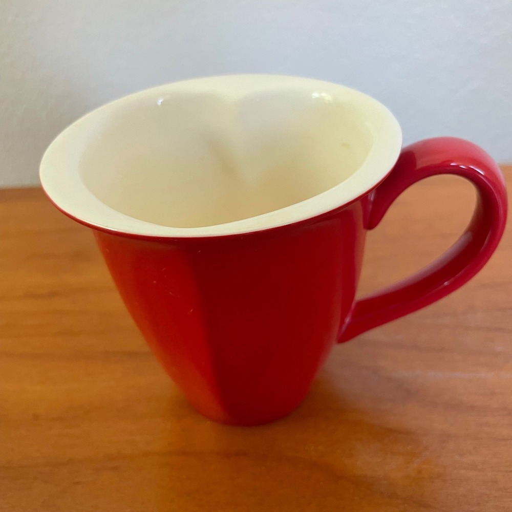 Hallmark Heart Shaped Mug Red Exterior White Interior Valentine Coffee Cup Love